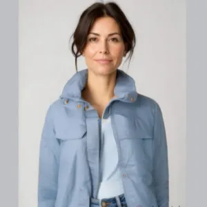 ELLEN Tracy Blue Hooded Fall Jacket SZ Medium