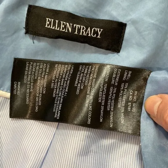 ELLEN Tracy Blue Hooded Fall Jacket SZ Medium