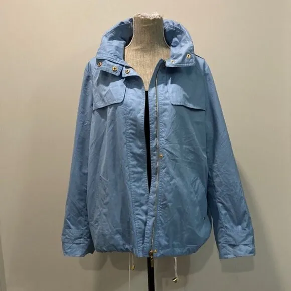 ELLEN Tracy Blue Hooded Fall Jacket SZ Medium