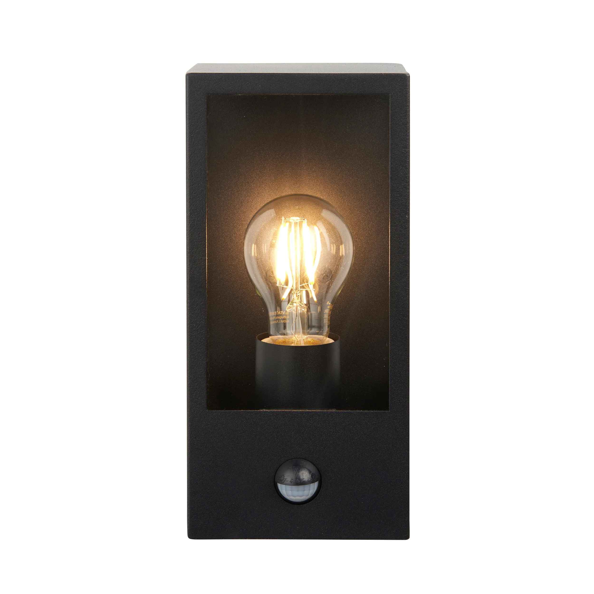 Endon 94995 Oxford PIR 1lt Wall Matt black & clear glass 10W LED E27 (Required)