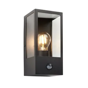 Endon 94995 Oxford PIR 1lt Wall Matt black & clear glass 10W LED E27 (Required)