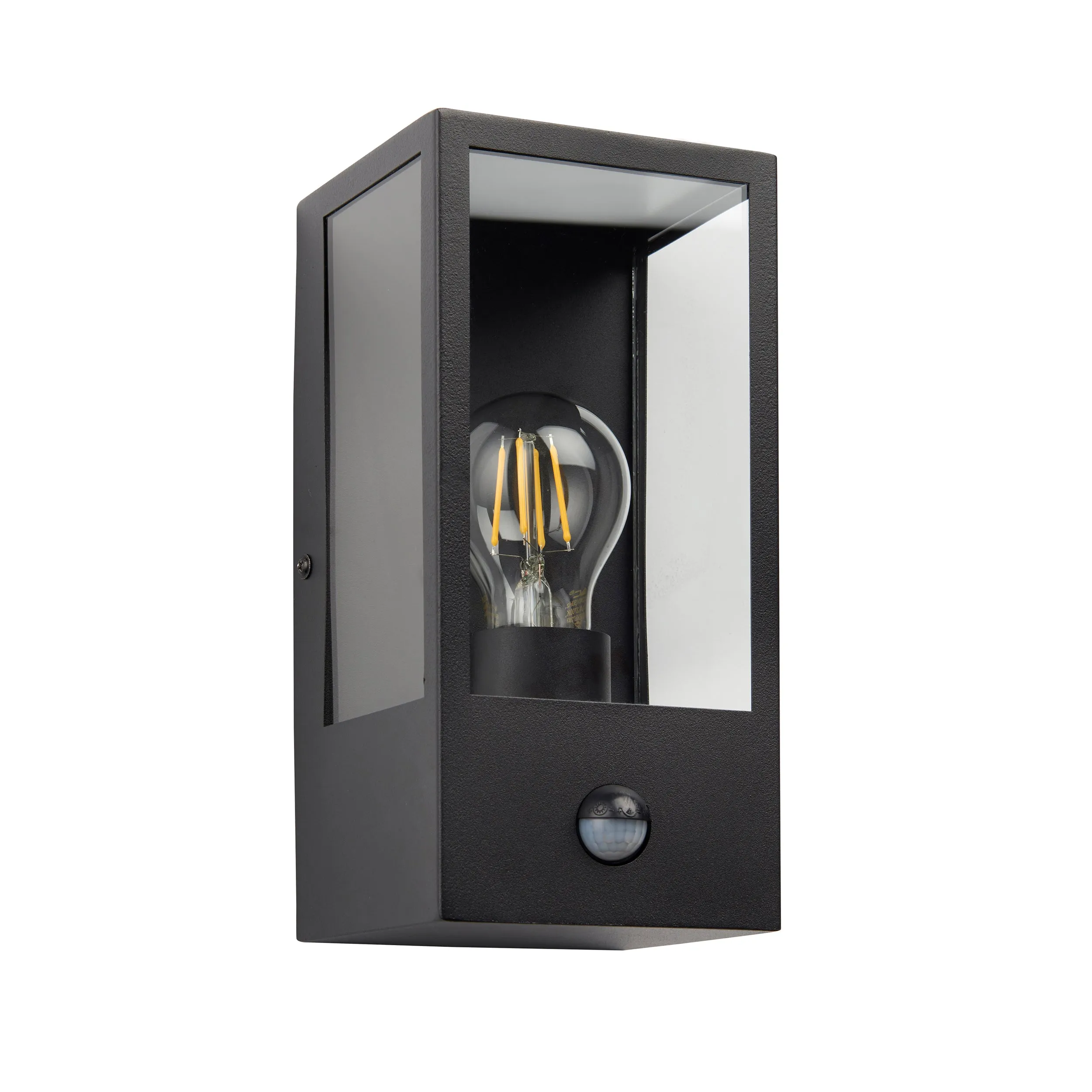Endon 94995 Oxford PIR 1lt Wall Matt black & clear glass 10W LED E27 (Required)