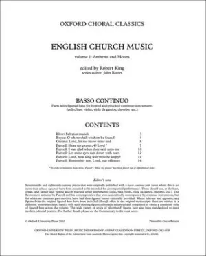 ENGLISH CHURCH MUSIC BK 1 BASSO CONT