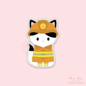FireFighter Cat Vinyl Sticker - Charity Sticker