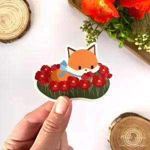 Fox Field of Flower Vinyl Sticker