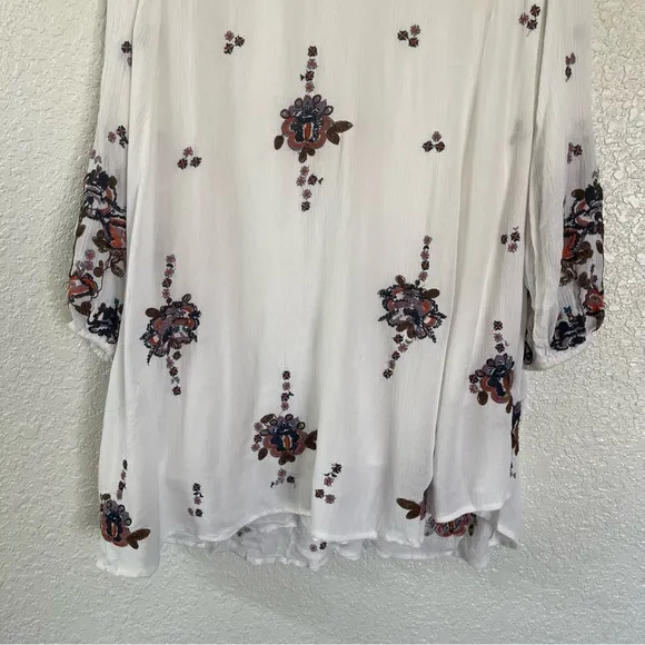 Free People Oxford Embroidered Mini Dress In Cream Combo