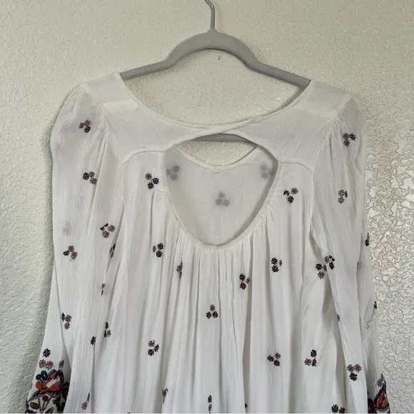 Free People Oxford Embroidered Mini Dress In Cream Combo
