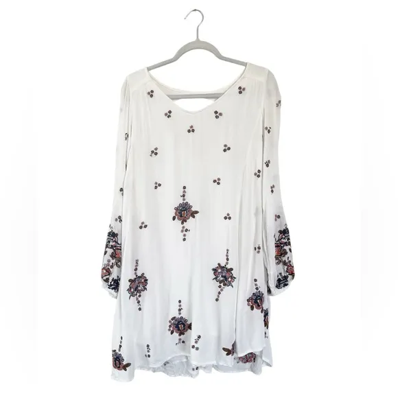 Free People Oxford Embroidered Mini Dress In Cream Combo