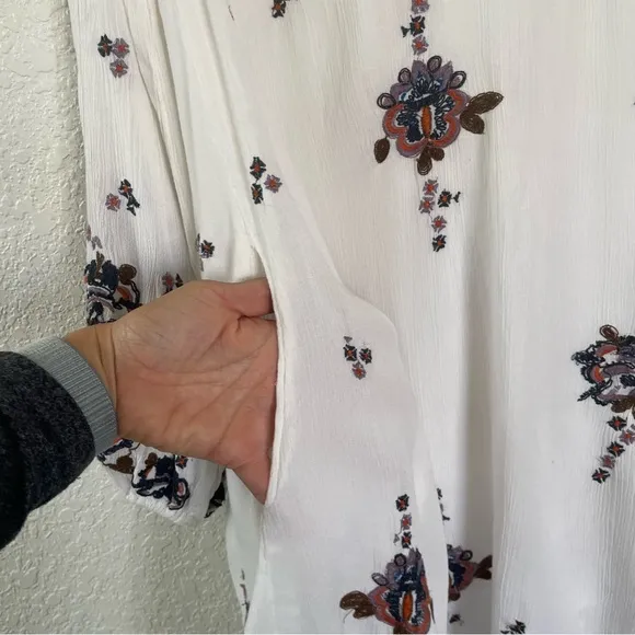 Free People Oxford Embroidered Mini Dress In Cream Combo