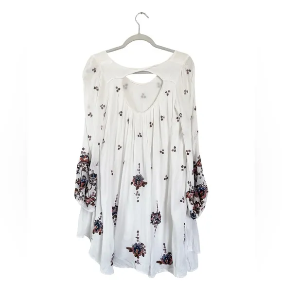 Free People Oxford Embroidered Mini Dress In Cream Combo