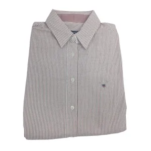 GANT Women's Dark Red Stretch Oxford Classic Stripe Shirt 432183 Size 14