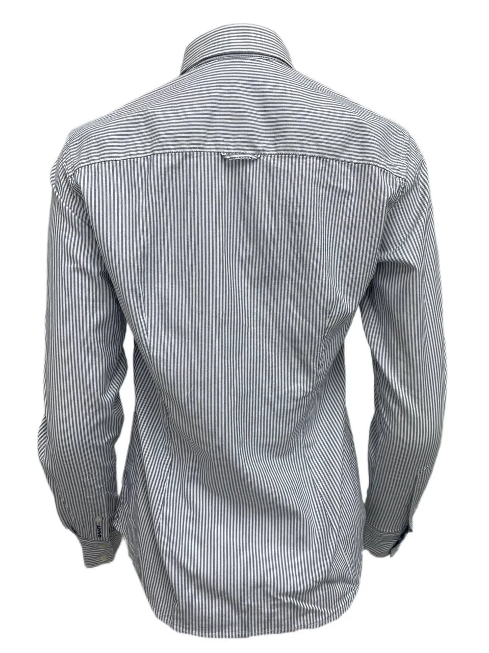GANT Women's Deep Blue Stretch Grey Stripe Shirt 432183 Size 12