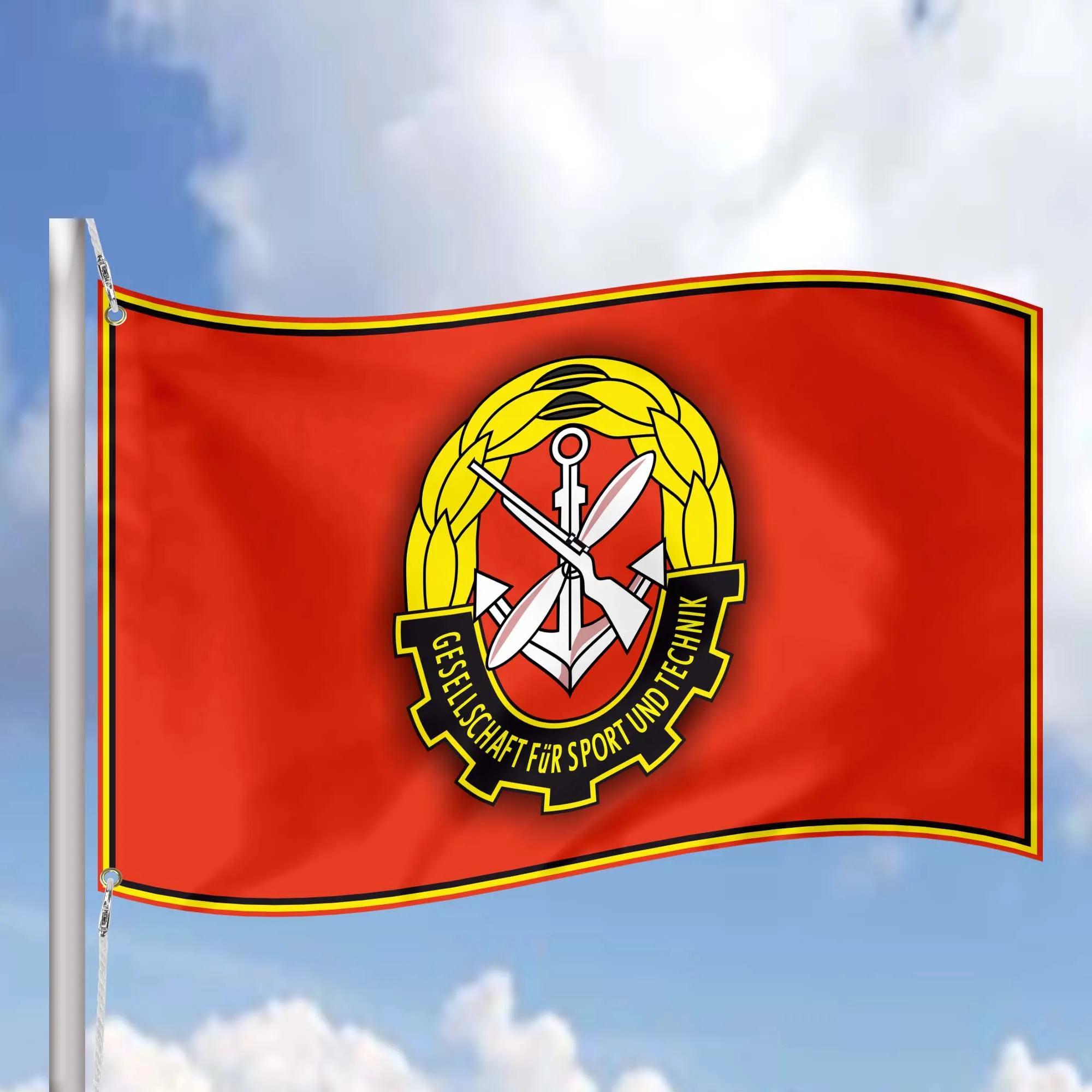 Gesellschaft fur Sport und Technik Sport and Technology Association GDR Germany Flag Banner