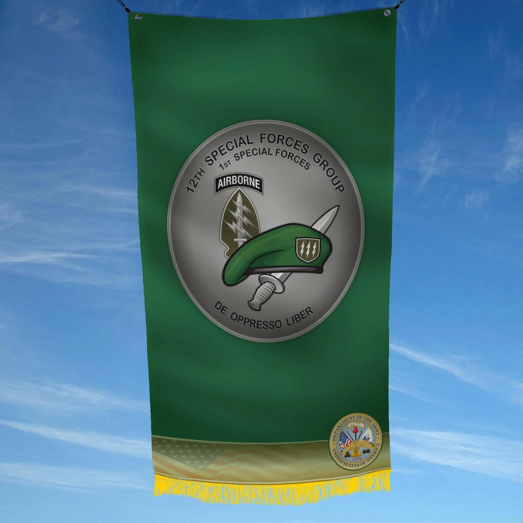 Green Berets ODA 1st Special Forces 12th Special Forces Group US Army Flag Banner