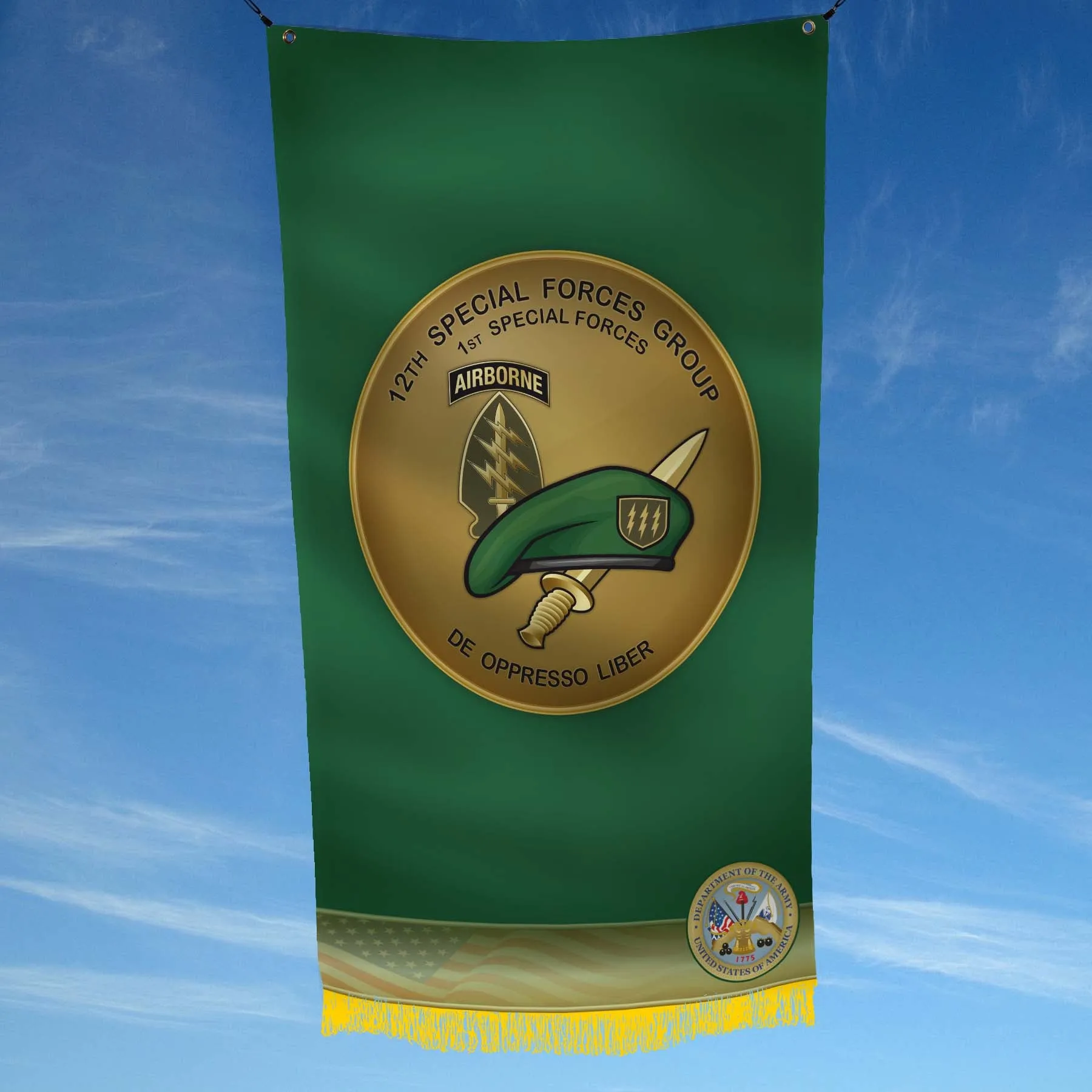 Green Berets ODA 1st Special Forces 12th Special Forces Group US Army Flag Banner