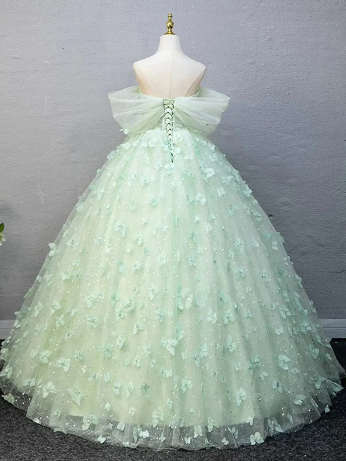 Green Sweetheart Off Shoulder Lace Long Formal Dress, Green Lace Prom Dress