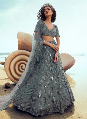 Grey Sequins Embroidered Stylish Lehenga Choli