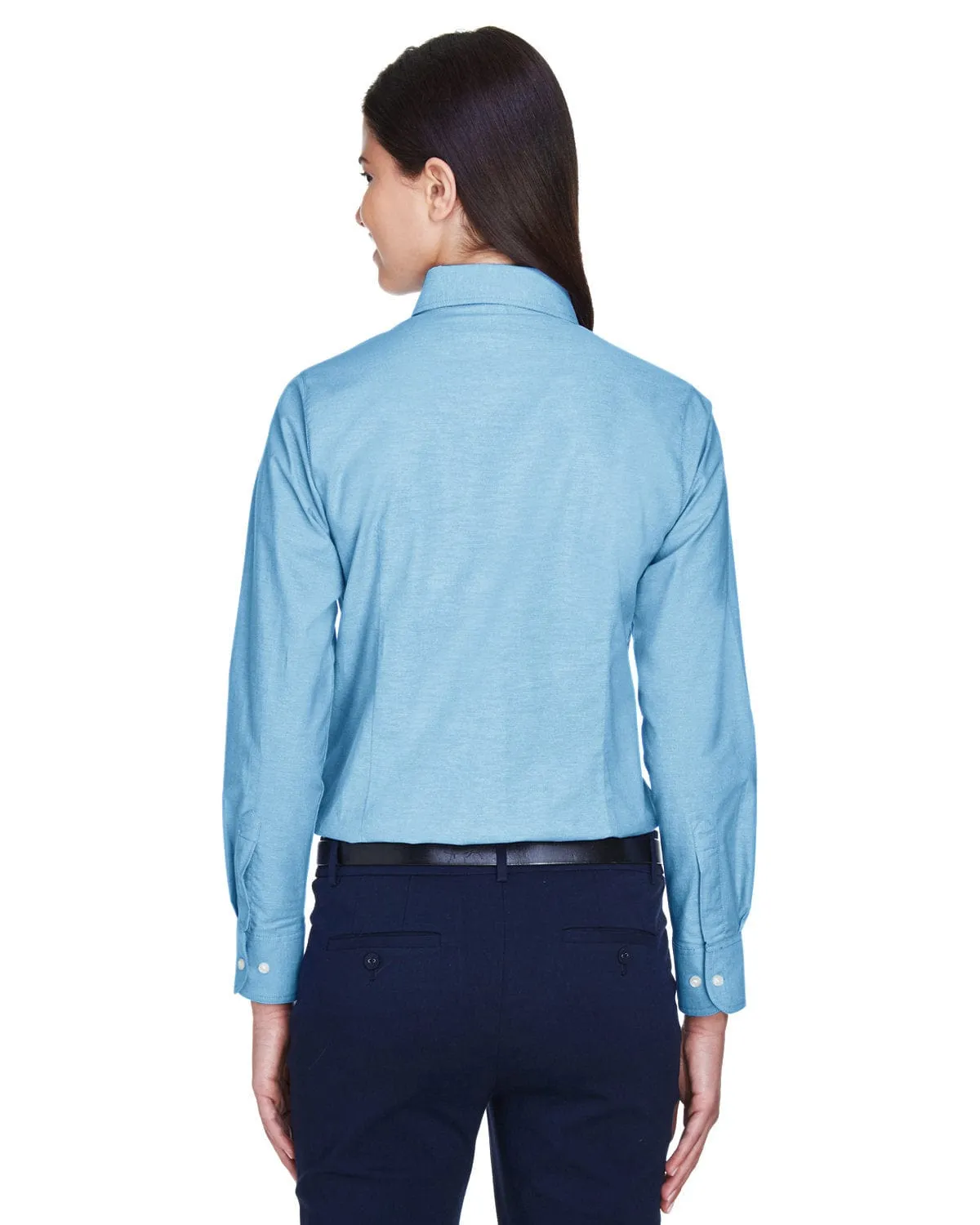 Harriton Ladies Long Sleeve Oxford with Stain-Release