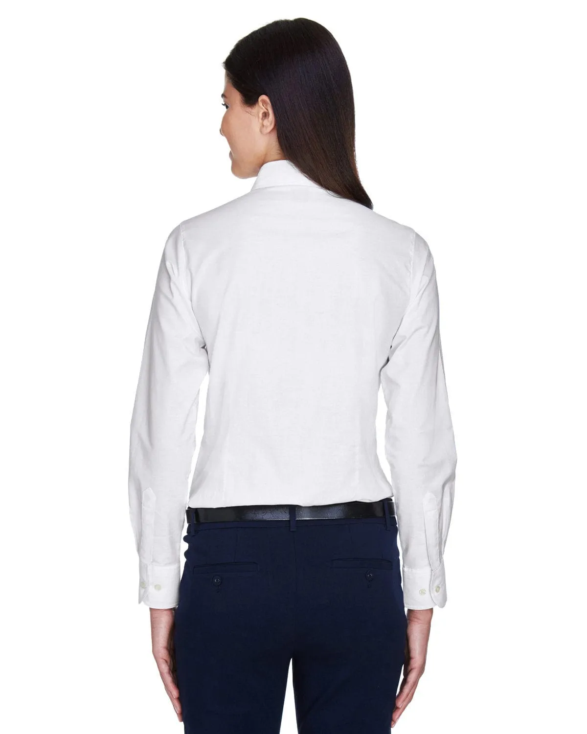Harriton Ladies Long Sleeve Oxford with Stain-Release