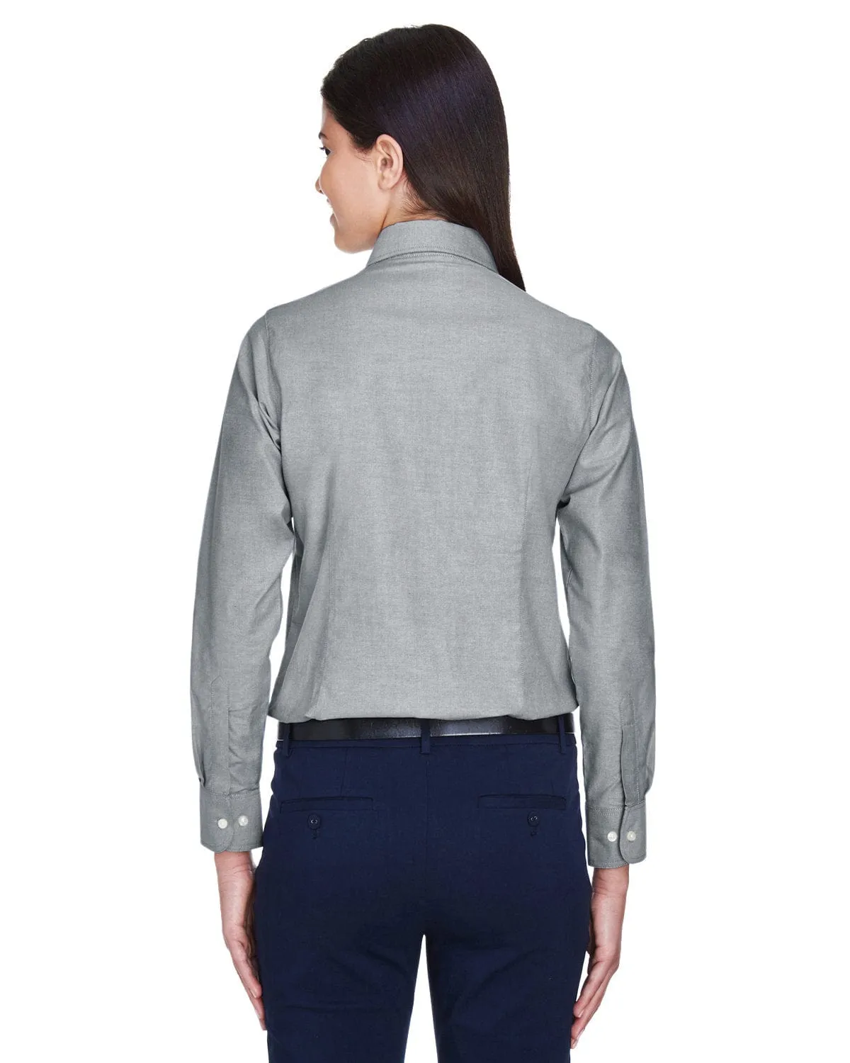 Harriton Ladies Long Sleeve Oxford with Stain-Release