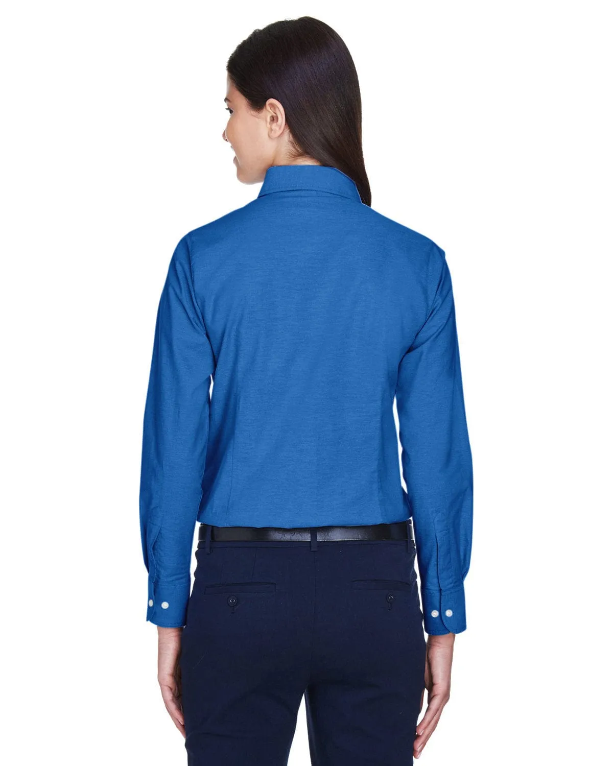 Harriton Ladies Long Sleeve Oxford with Stain-Release