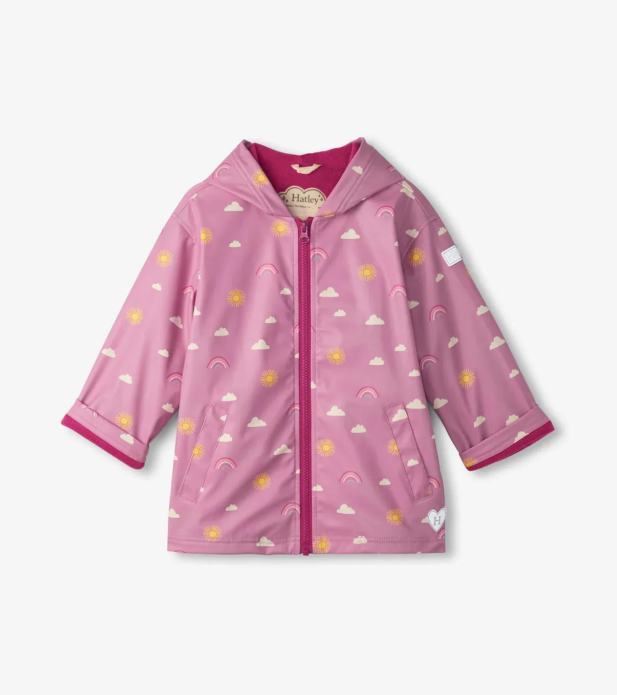 Hatley Girls Zip-Up Rain Jacket - Sun Charms