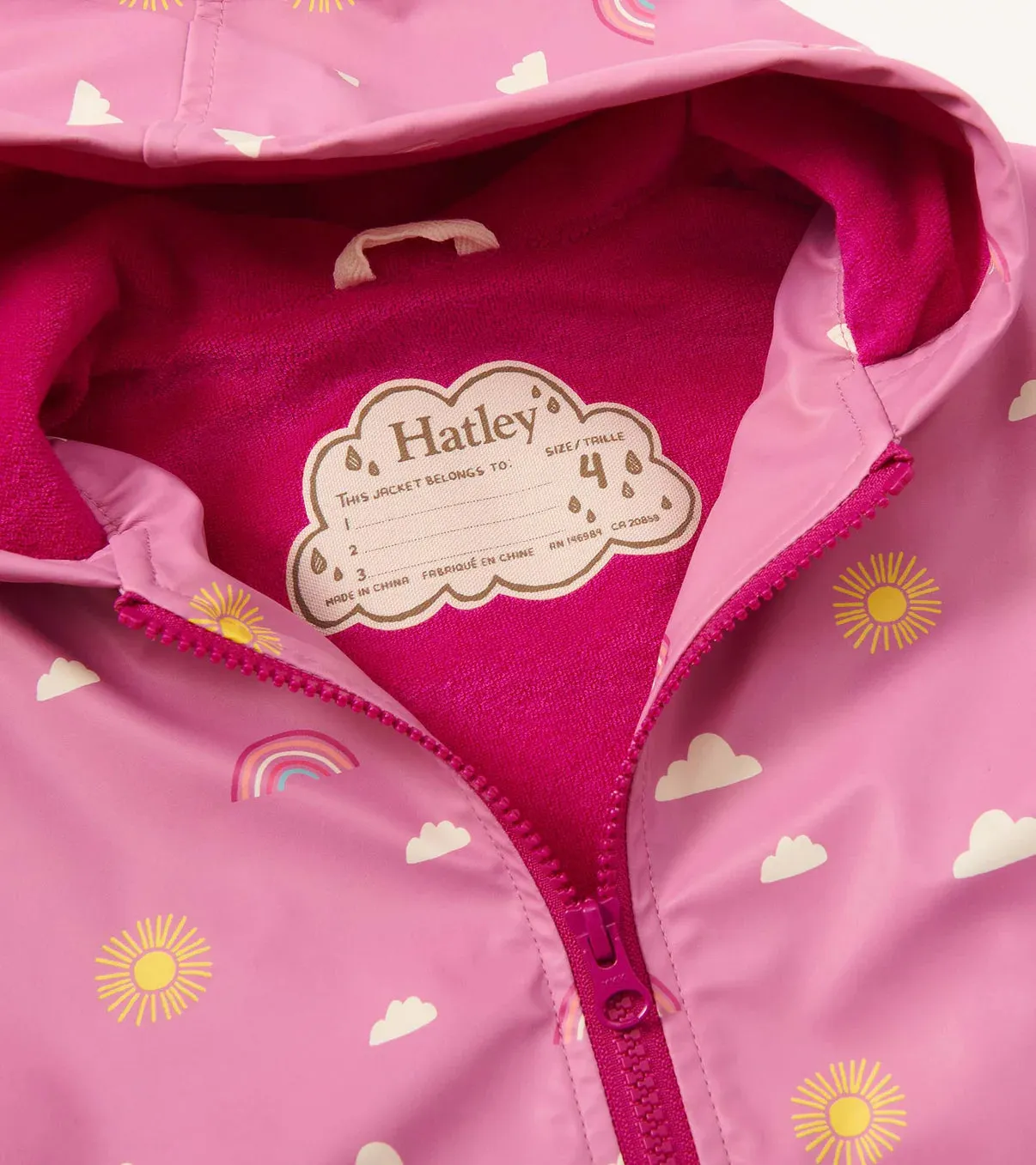 Hatley Girls Zip-Up Rain Jacket - Sun Charms