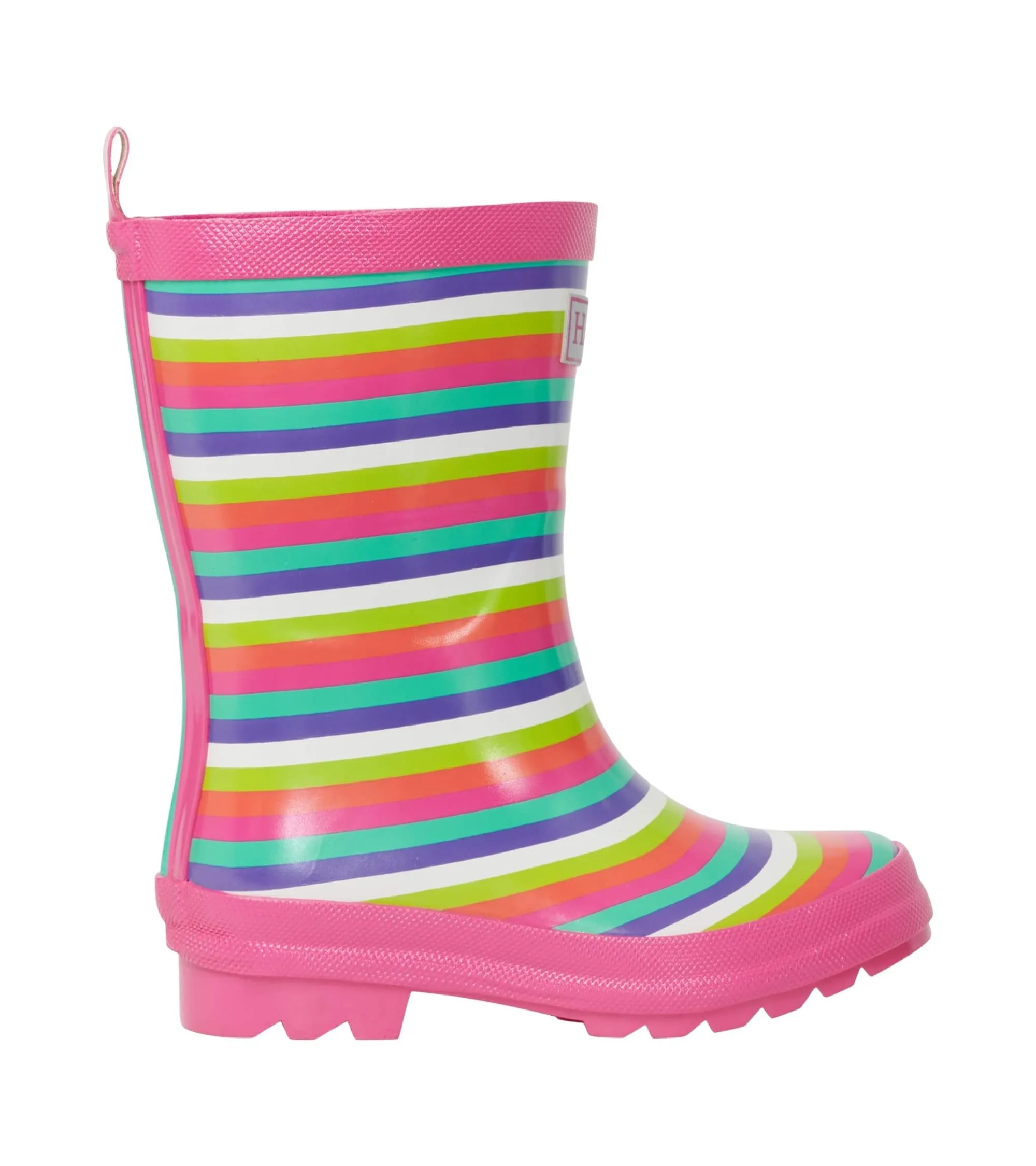 Hatley Kids Shiny Rain Boots - Rainbow Stripes