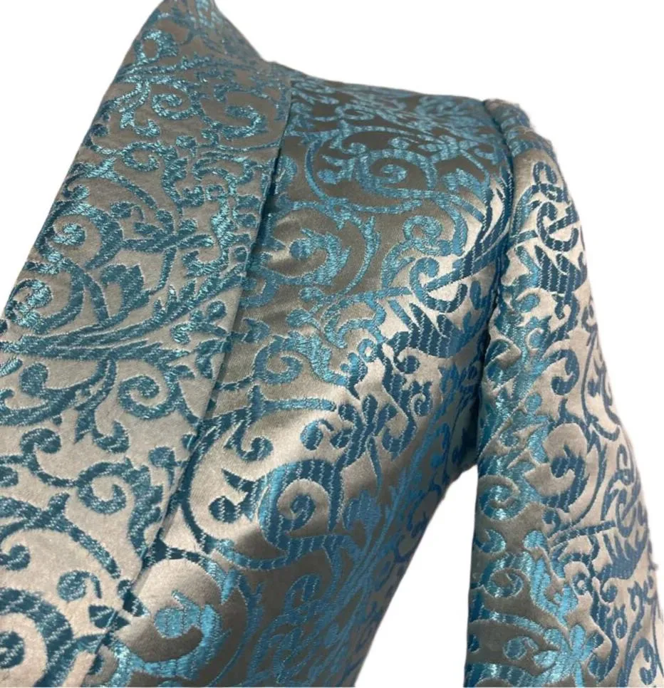 Hawkewood, Aqua Brocade, Driving Coat
