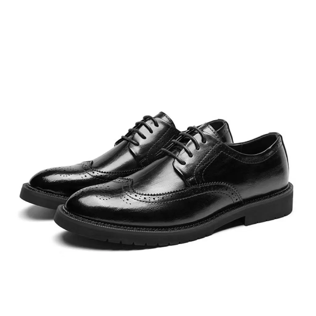 INSTOCK-Men's brogue formal leather shoes