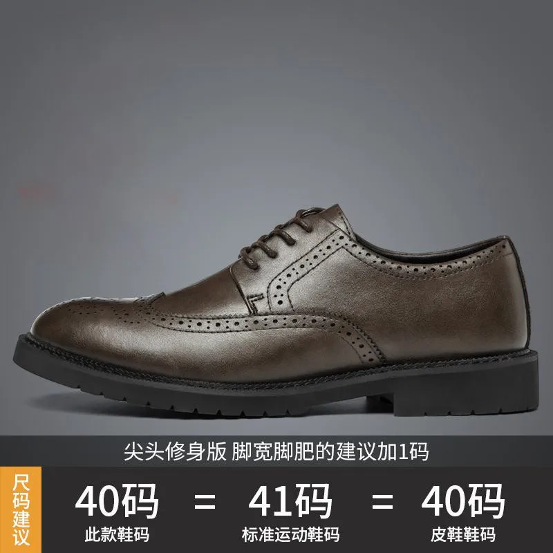 INSTOCK-Men's brogue formal leather shoes