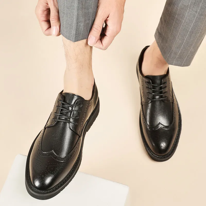 INSTOCK-Men's brogue formal leather shoes