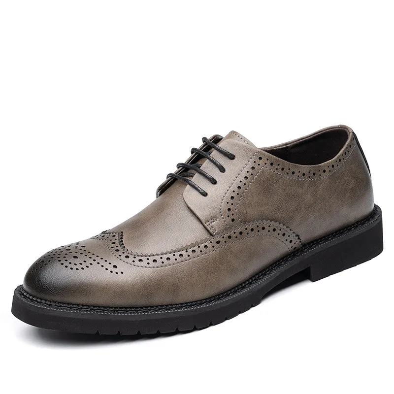 INSTOCK-Men's brogue formal leather shoes