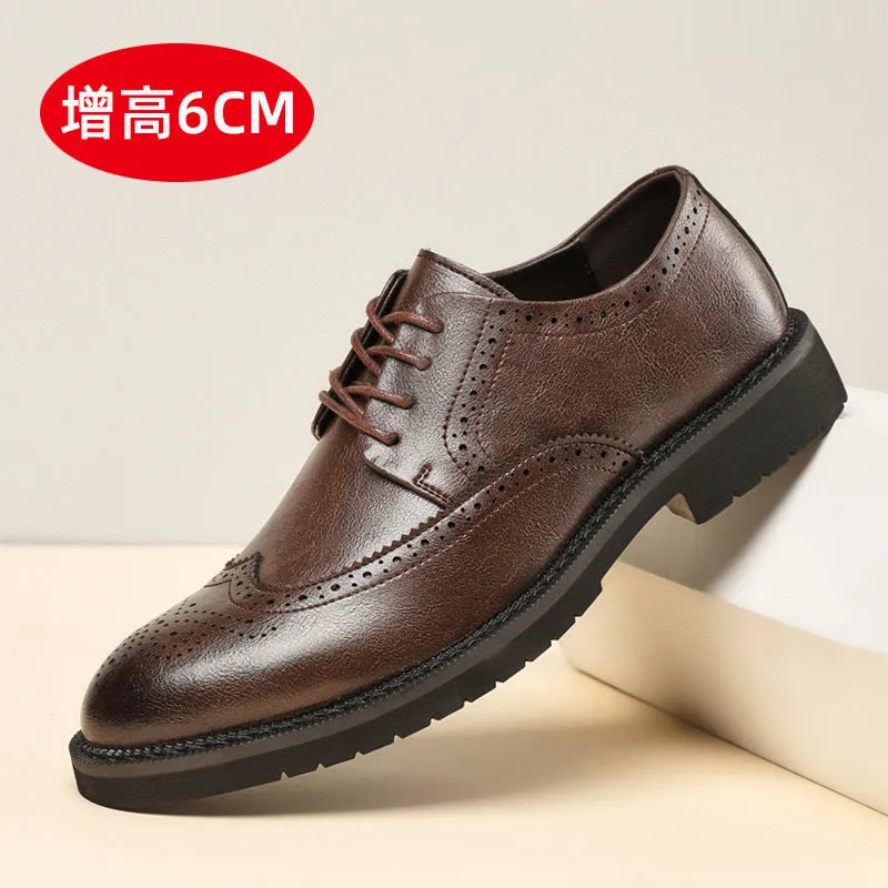 INSTOCK-Men's brogue formal leather shoes