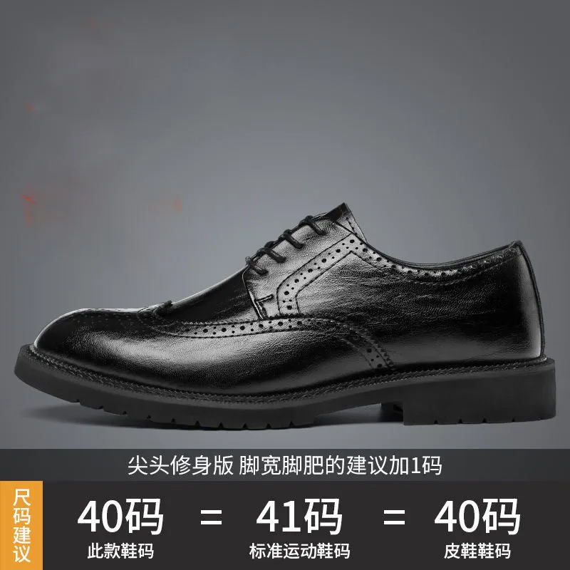 INSTOCK-Men's brogue formal leather shoes