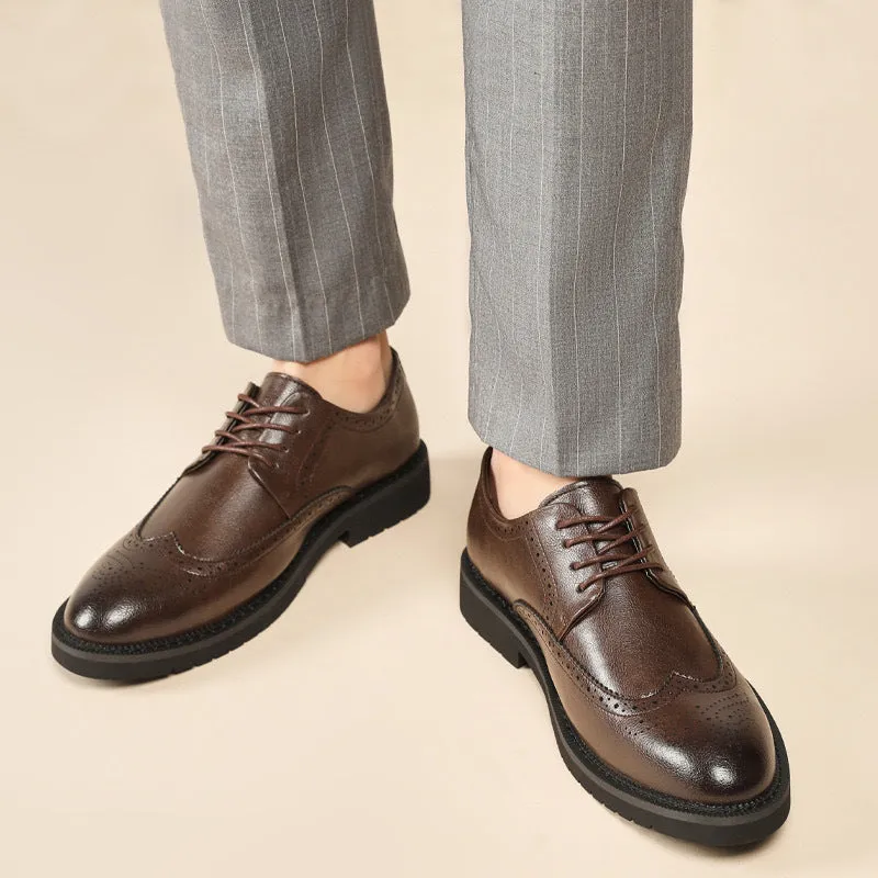 INSTOCK-Men's brogue formal leather shoes