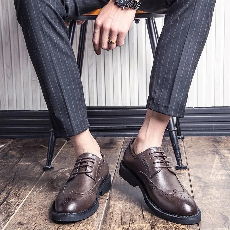 INSTOCK-Men's brogue formal leather shoes