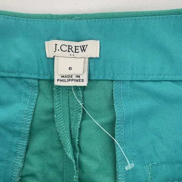 J. Crew Shorts Women 6 Black Green Scallop Hem Linen Blend Chino Preppy 2 Pairs