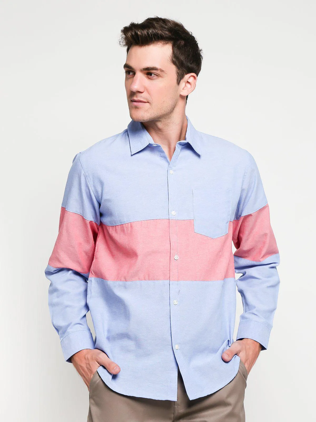 Jackhammer Oxford Panel Shirt Blue