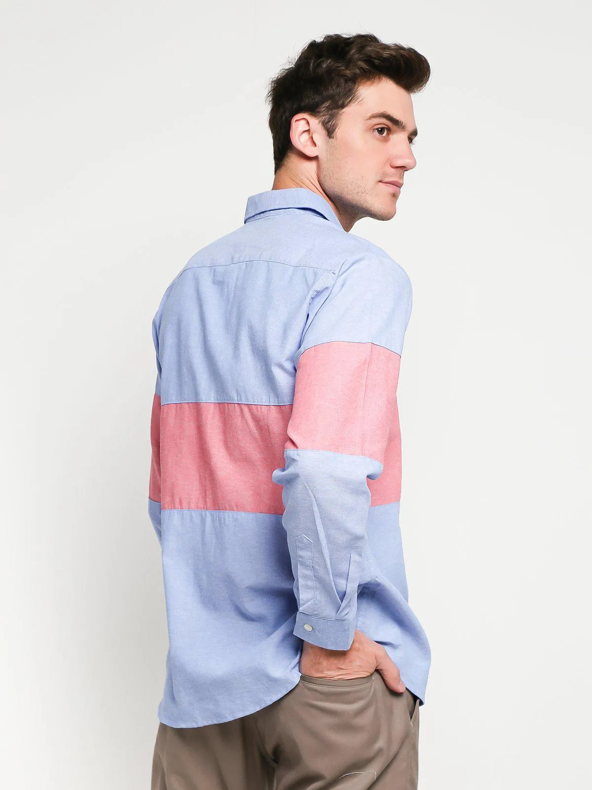 Jackhammer Oxford Panel Shirt Blue