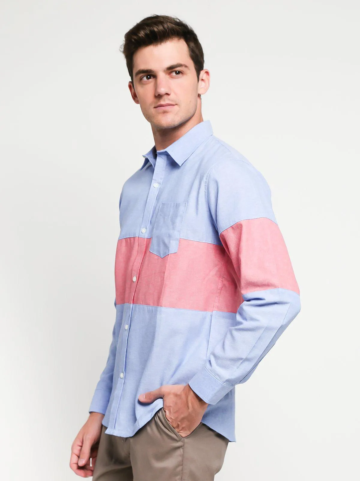 Jackhammer Oxford Panel Shirt Blue