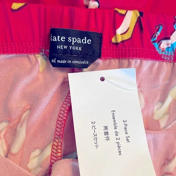 Kate Spade Pajamas 2 Piece Set Pink Party Shoes Pajamas