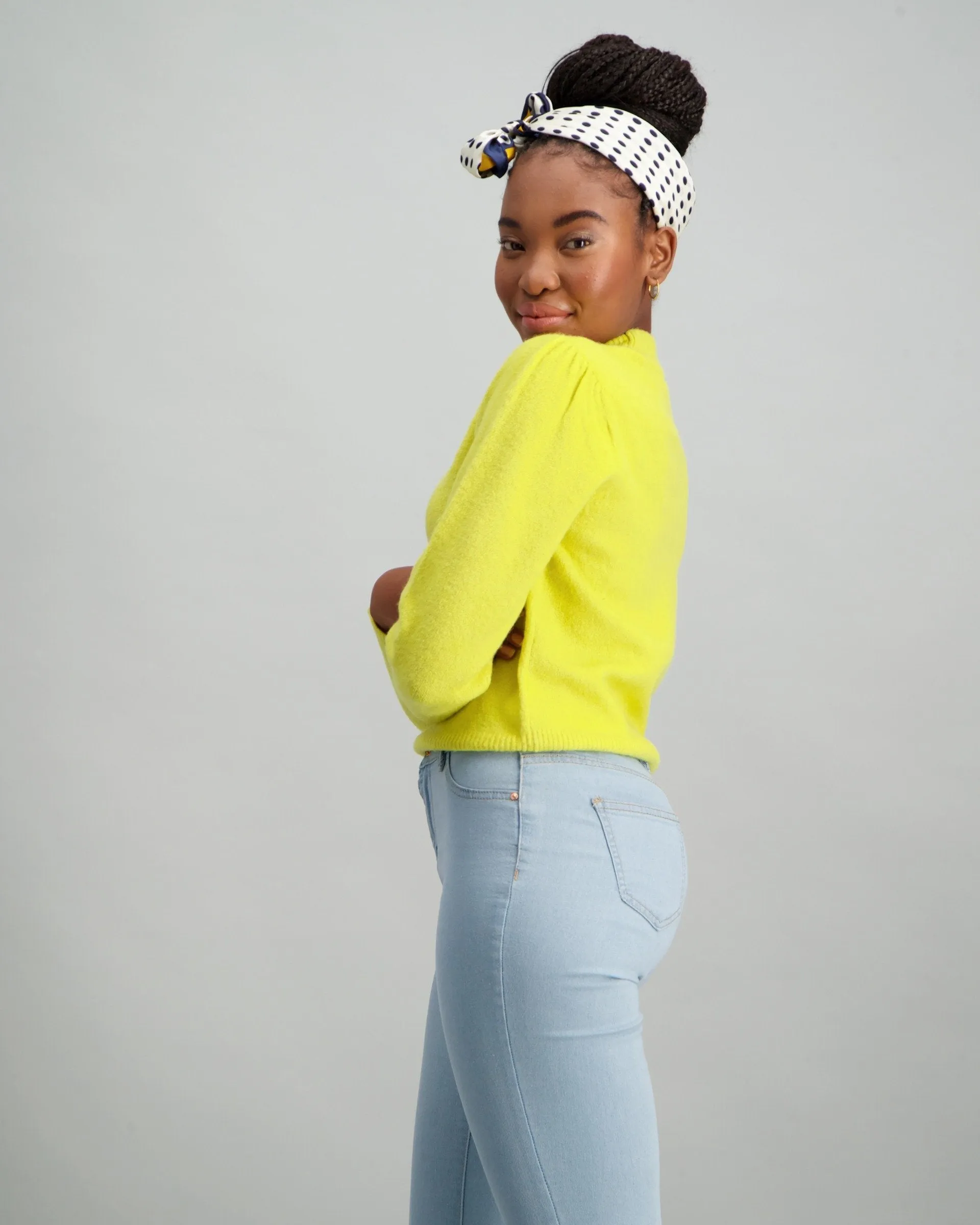 Ladies Puff Sleeve Pullover - Chartreuse