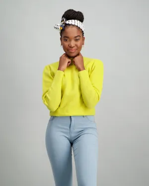 Ladies Puff Sleeve Pullover - Chartreuse
