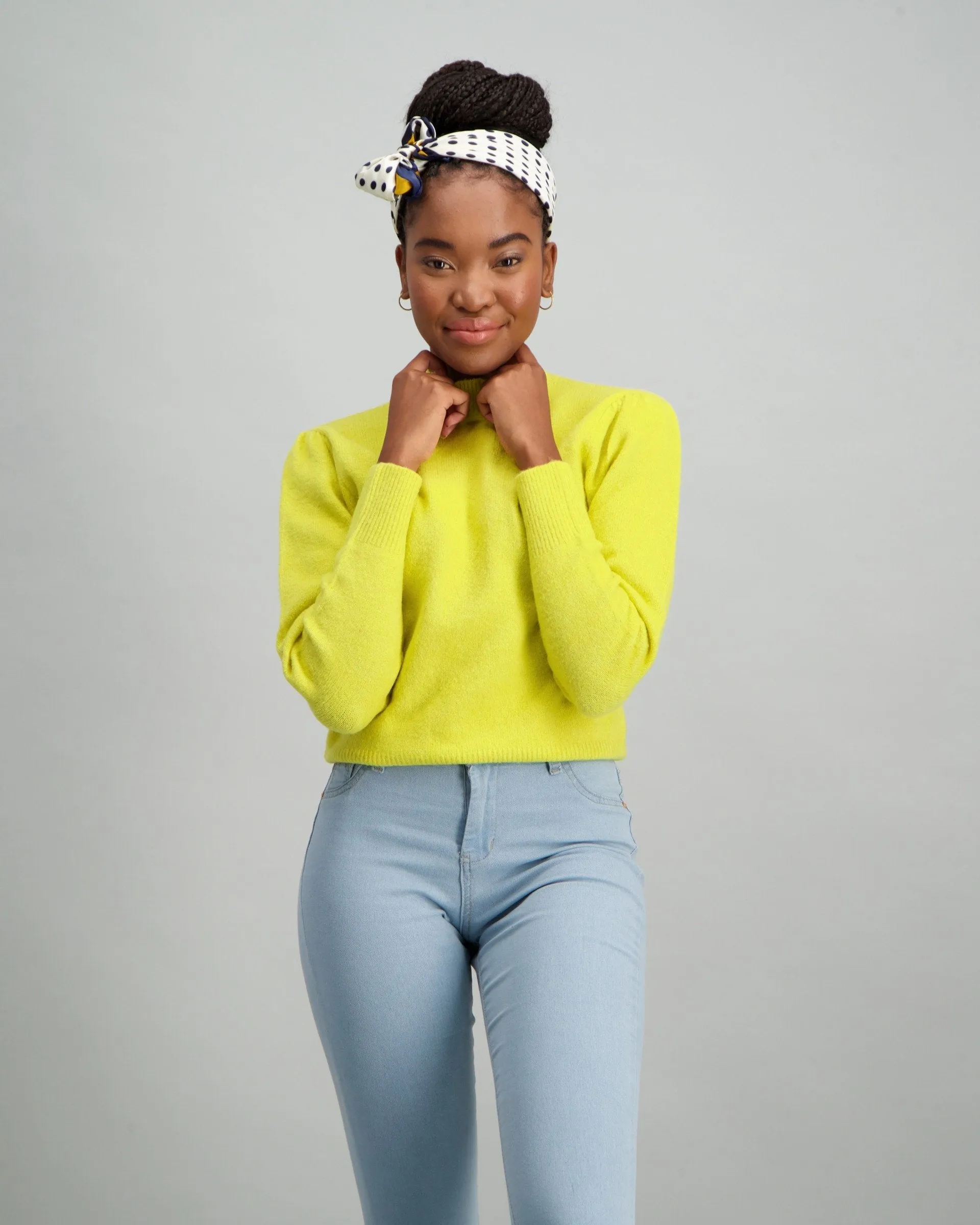 Ladies Puff Sleeve Pullover - Chartreuse