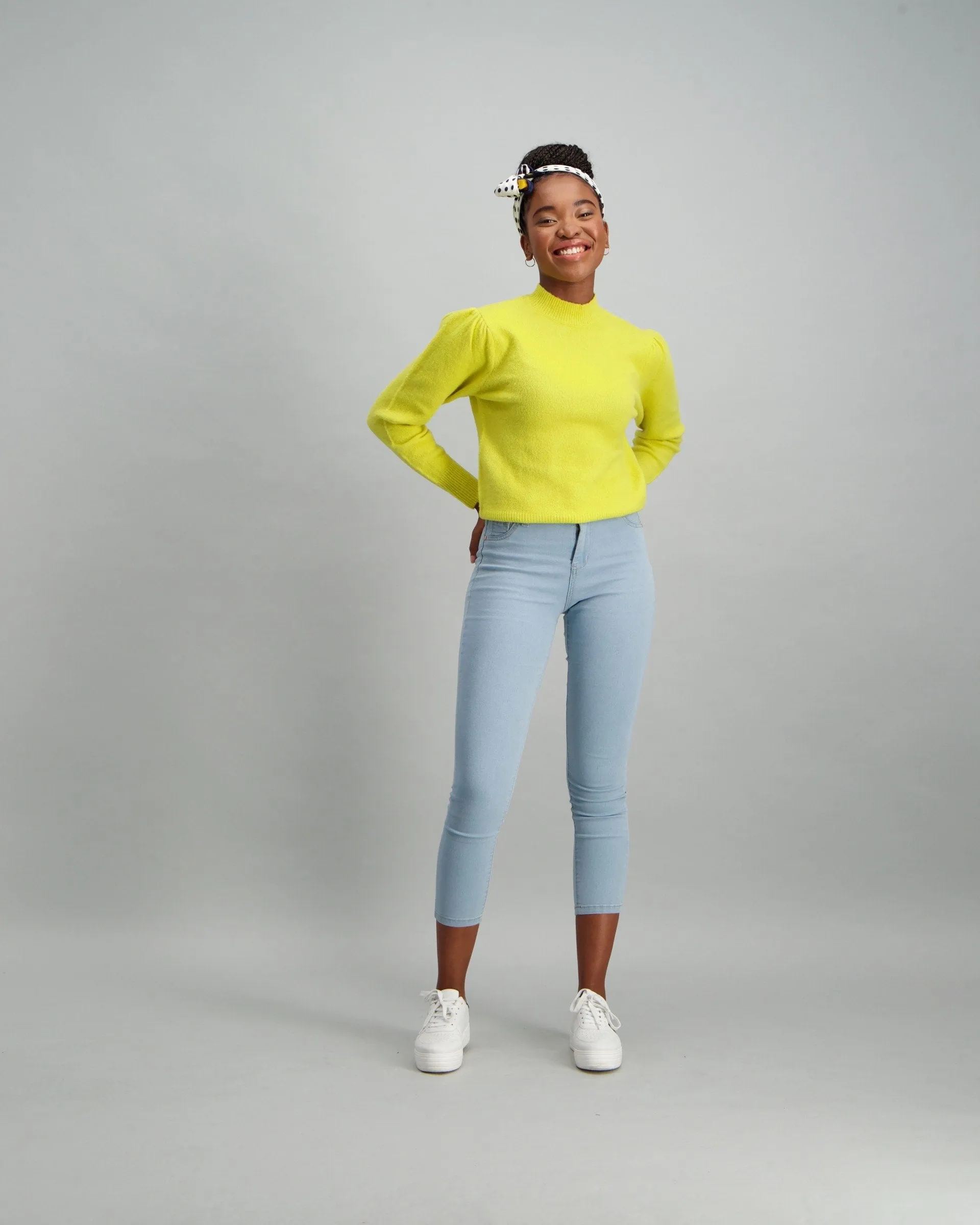 Ladies Puff Sleeve Pullover - Chartreuse