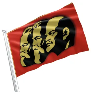 Lenin & Engels & Marks Flag Banner