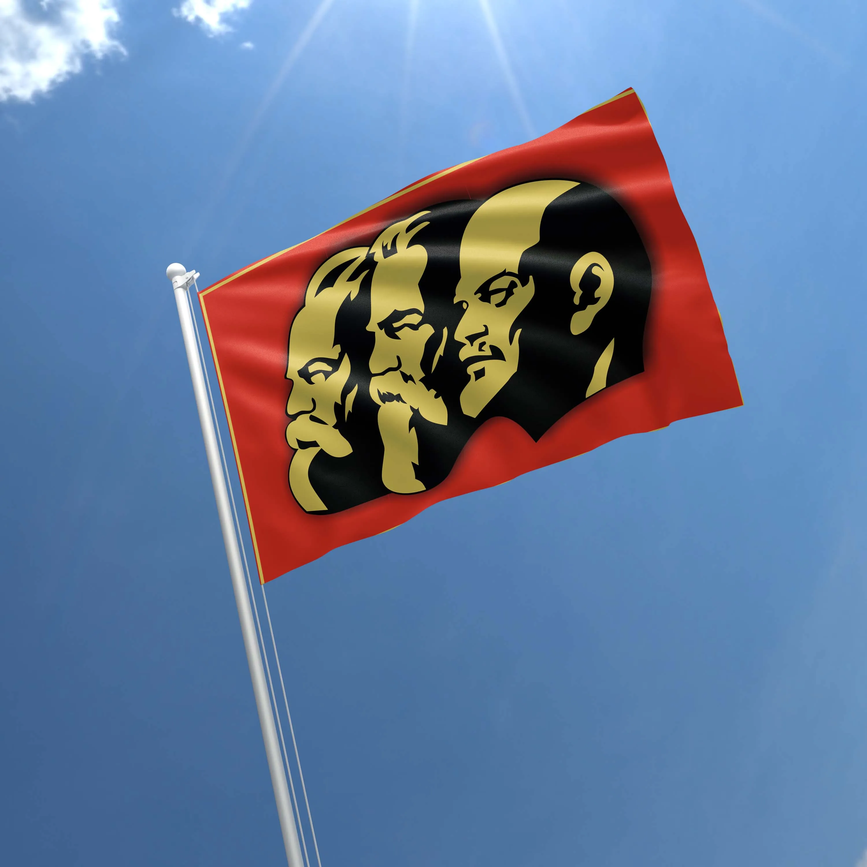 Lenin & Engels & Marks Flag Banner