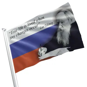 Leo Tolstoy Russian Writer Author Flag Banner