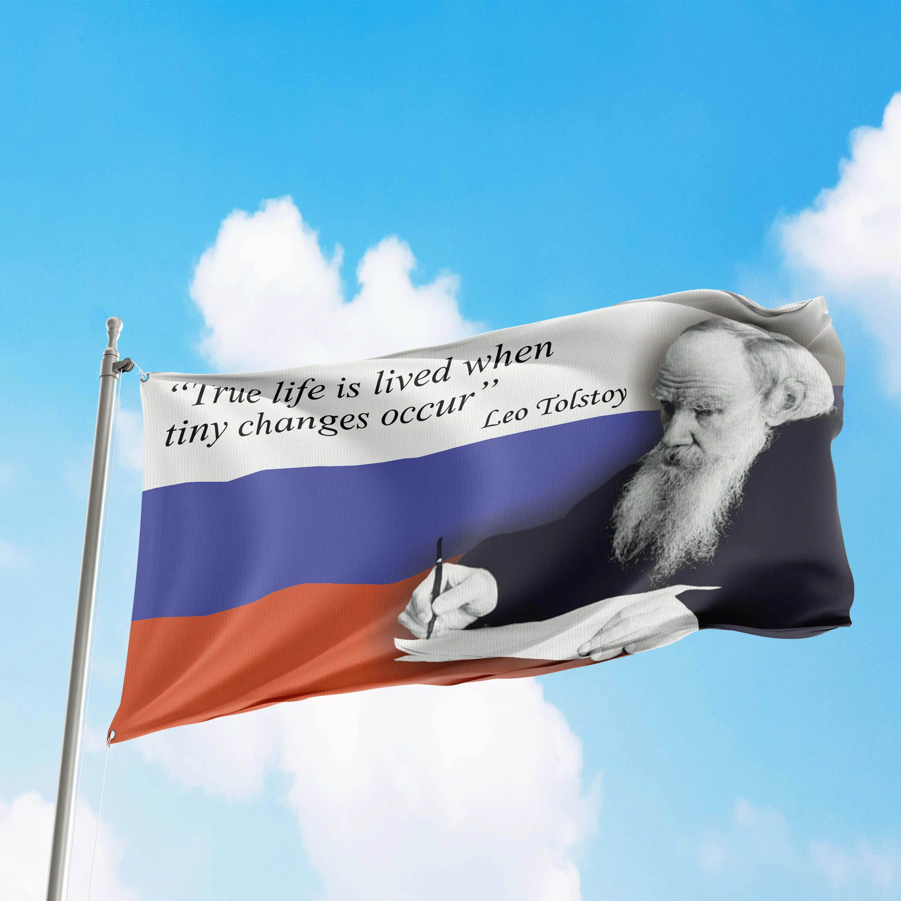 Leo Tolstoy Russian Writer Author Flag Banner